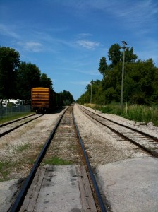 IMG_0174 Train Tracks-a-plenty. This line runs right next to the campground. They usually get the switching started around 10:30PM.
